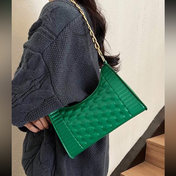 Boho vegan leather quilted shoulder bag